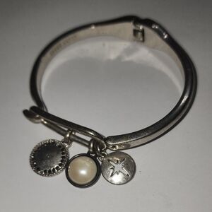 Silver Charm Bracelet with Pearl Accent